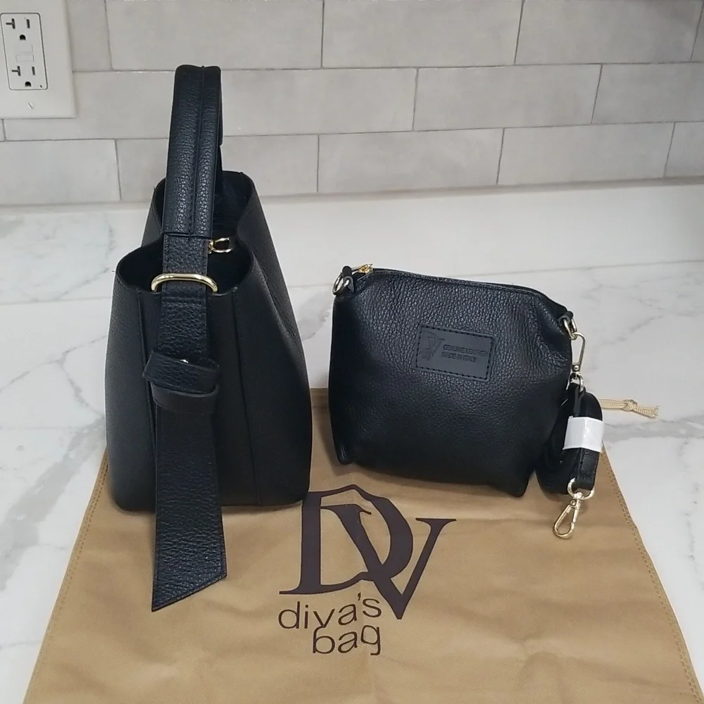 NWT! 🇮🇹 DV Diva’s bucket/Crossbody bag genuine leather - Picture 4 of 10